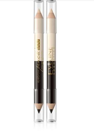 Олівець для брів "двійний" eveline cosmetics eyebrow pencil du...