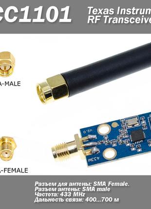 CC1101 v2.0 Wireless RF Transceiver 433 MHZ + SMA Antenna Wire...