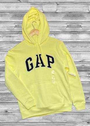 Чоловіча толстовка худі gap logo fleece hoodie жовта
