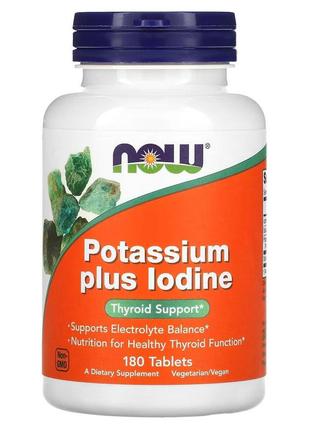 Вітаміни та мінерали NOW Potassium plus Iodine, 180 таблеток
