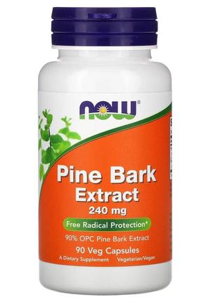 Натуральная добавка NOW Pine Bark Extract 240 mg, 90 вегакапсул