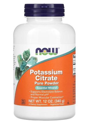 Вітаміни та мінерали NOW Potassium Citrate, 340 грам