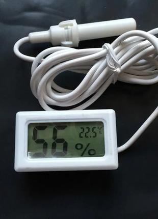 Электронный термометр гигрометр с датчиком -50+110 белый