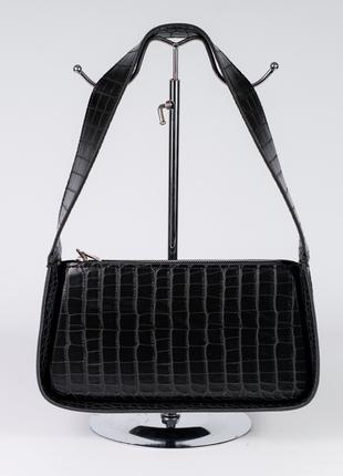 Жіноча сумка чорна сумка багет чорна сумочка сумка на плече сумка