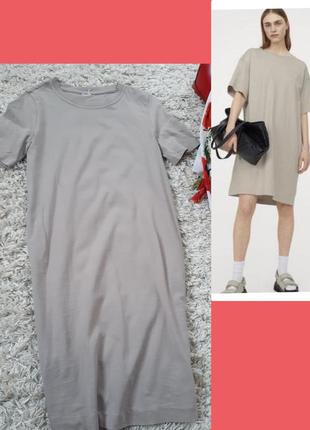 Комфортное коттоновое платье-футболка в цвете мокко, h&amp;m, ...