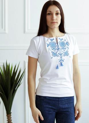 Прекрасная вышитая женская футболка, вышивка орнамент
