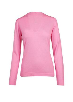 Розовый натуральный свитер джемпер реглан с вырезом кофта вяза...