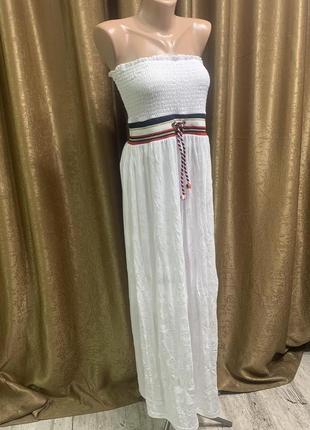 Белое, длинное, лёгкое, летнее платье Размер m l