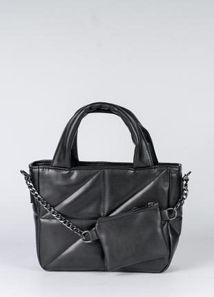Женская сумка черная сумка стеганая сумка с кошельком кроссбоди