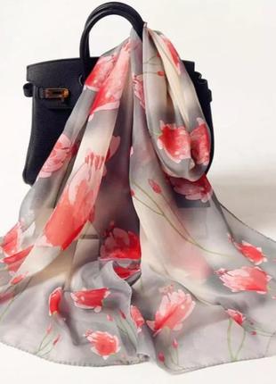 Женский шифоновый шарф в цветочек - размер приблизительно 150*48с