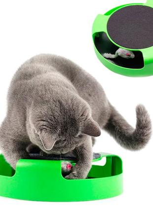 Интерактивная игрушка с когтеточкой для кошек кота, мышка в ло...