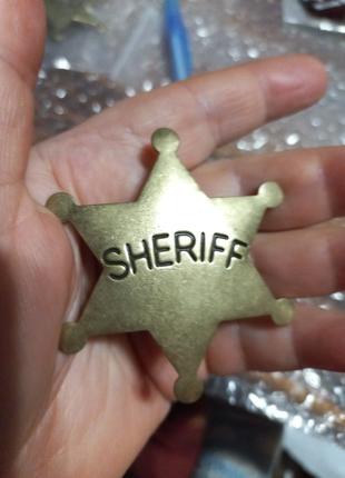 Брошь брошка значок жетон звезда шериф sheriff полиция металл ...