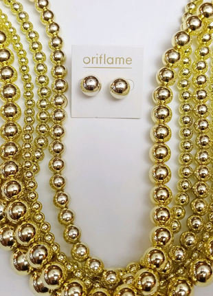 Намисто з золотистих перлів + сережки (набір)