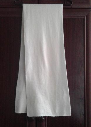 Теплый вязаный белый акриловый палантин шарф , шаль унисекс