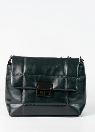 Женская сумка зеленая сумка стеганая сумка на цепочке сумка