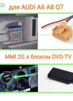 Bluetooth 5.0 Audi A6 A8 Q7 MMI 2G с блоком DVD-TV Блютуз AUX