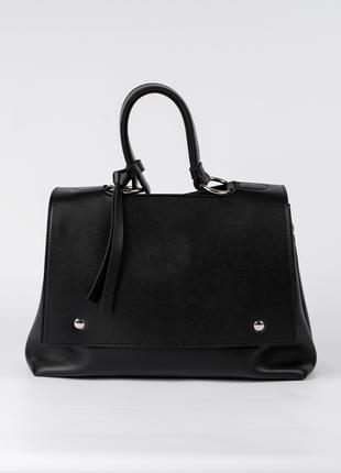 Женская сумка черная сумка трапеция сумка среднего размера