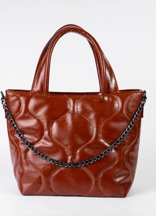 Жіноча сумка руда сумка стьобана сумка з ланцюжком рудий шопер