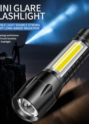 Компактний, тактичний світлодіодний ліхтар на акумуляторі , micro