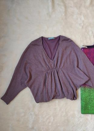 Фиолетовый сиреневый свитер оверсайз кроп вязаная кофта шерсть...