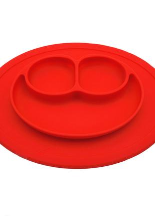 Тарелка силиконовая секционная коврик Ярко Красная TSK06a