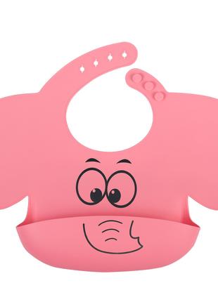 Слюнявчик силиконовый с карманом Слоник Розовый SBS-Y14