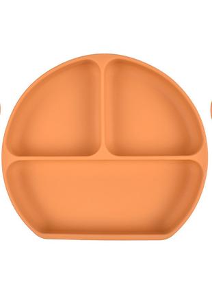 Тарелка силиконовая секционная на присоске с приборами Оранжев...
