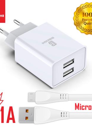 Сетевое зарядное устройство Biboshi C01 2 USB 2.1A + кабель Mi...