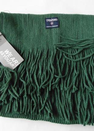 Зеленый шарф с бахромой terranova италия