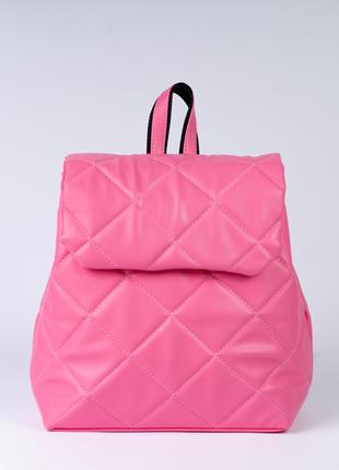 Жіночий рюкзак рожевий рюкзак малиновий рюкзак стьобаний рюкзак