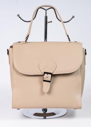 Жіноча сумка портфель бежева сумка середнього розміру сумка