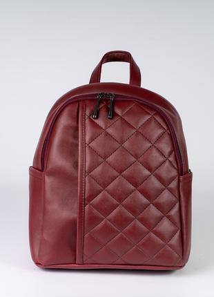Женский рюкзак бордовый рюкзак стеганый рюкзак городской рюкзак
