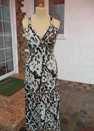 (46 р)   стрейчевое платье сукня сарафан тигровый принт