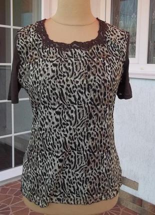 (48/50р) стрейчевая футболка туника блузка майка тигровая