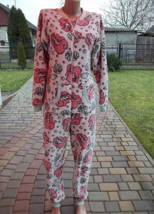 ( s - 44 р ) женская пижама кигуруми комбинезон флисовый б/у
