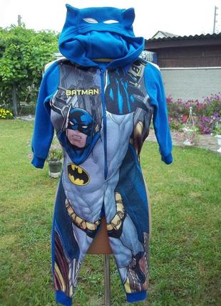 ( 3 - 4 лет ) batman детская пижама кигуруми флисовый комбинез...