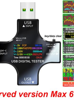 USB-тестер Atorch J7-C. Цифровой вольтметр, амперметр, Type-C.