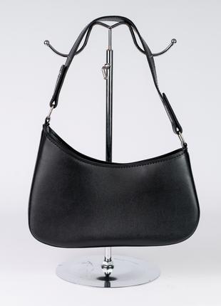 Жіноча сумка чорна сумка асиметрична сумка багет клатч чорний