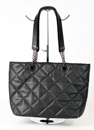 Женская сумка черная сумка на цепочке черный шопер черный шоппер
