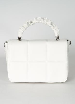 Женская сумка белый клатч на короткой ручке стеганая сумка