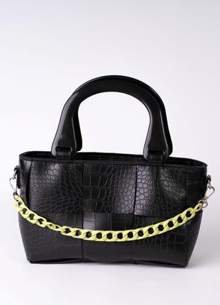 Женская сумка через плечо черная сумка с цепочкой черный клатч