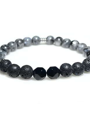 Браслет из натуральных камней Stonest Line Black Grey №2