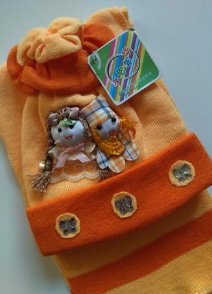 Дитяча шапка та шарф/комплект шапочка з шарфиком