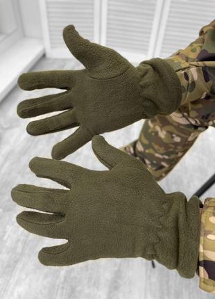 Зимние тактические перчатки на флисе олива мужские полнопалые ...