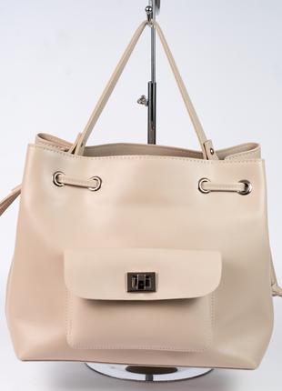 Женская сумка бежевая сумка торба сумка мешок бежевый шопер