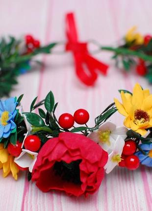 Вінок віночок з українськими квітами із фоамірану