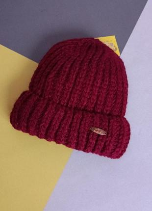 Зимова тепла шапка бордо
