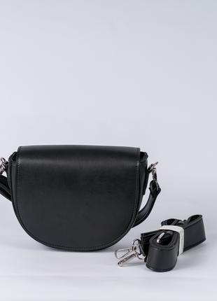 Женская сумка черная сумка полукруг сумка через плечо клатч
