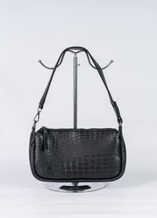 Женская сумка черная сумка багет черный клатч багет сумка
