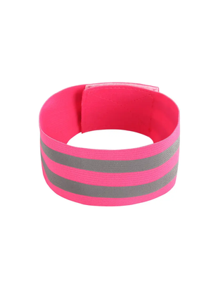 Світловідбиваюча стрічка (пов'язка) на липучці для одягу рожевий